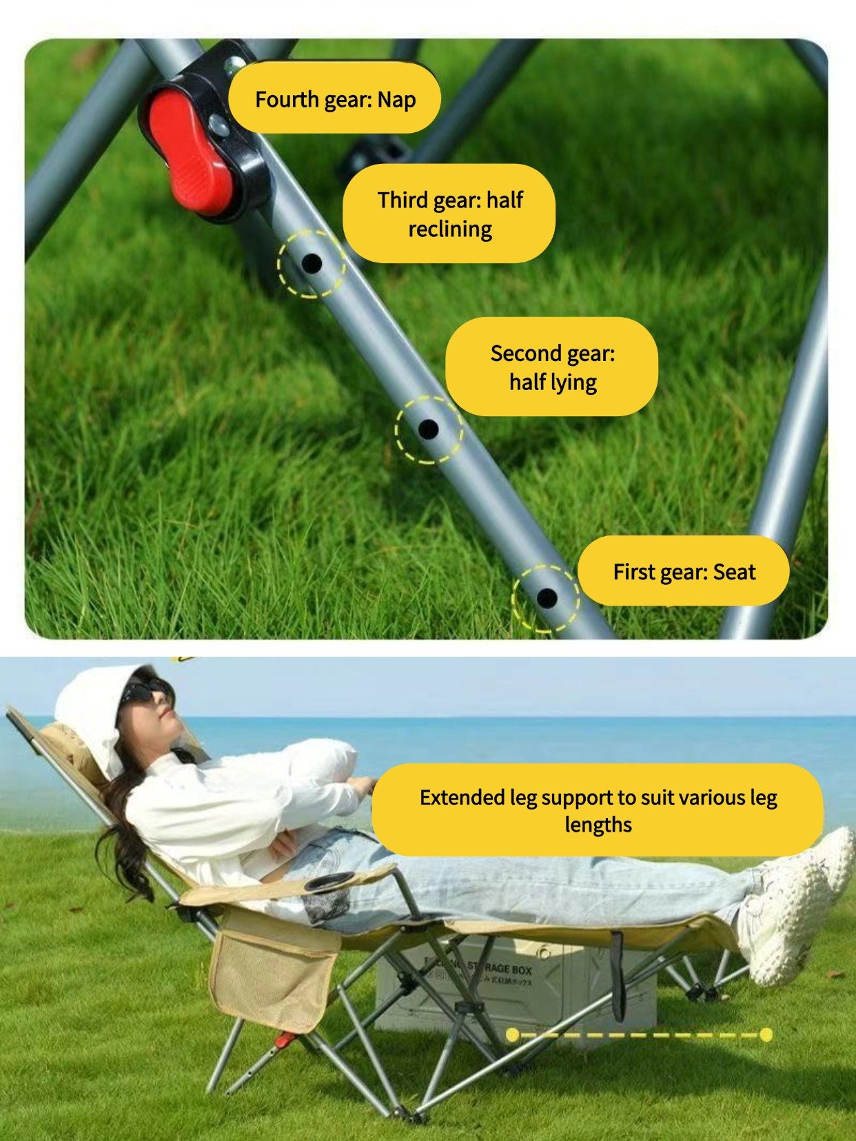 Kaelo 4-Position Outdoor Portable Folding Recliner - Image 2