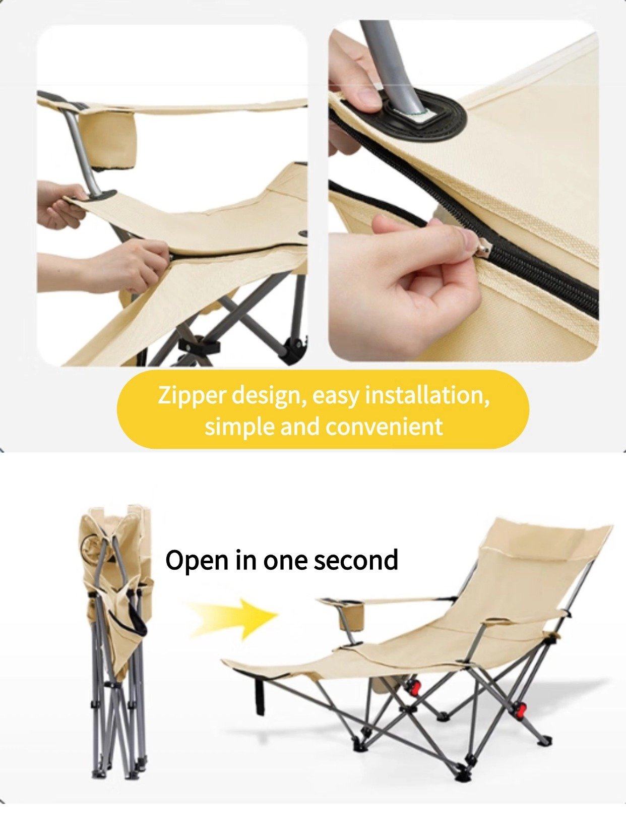 Kaelo 4-Position Outdoor Portable Folding Recliner - Image 3