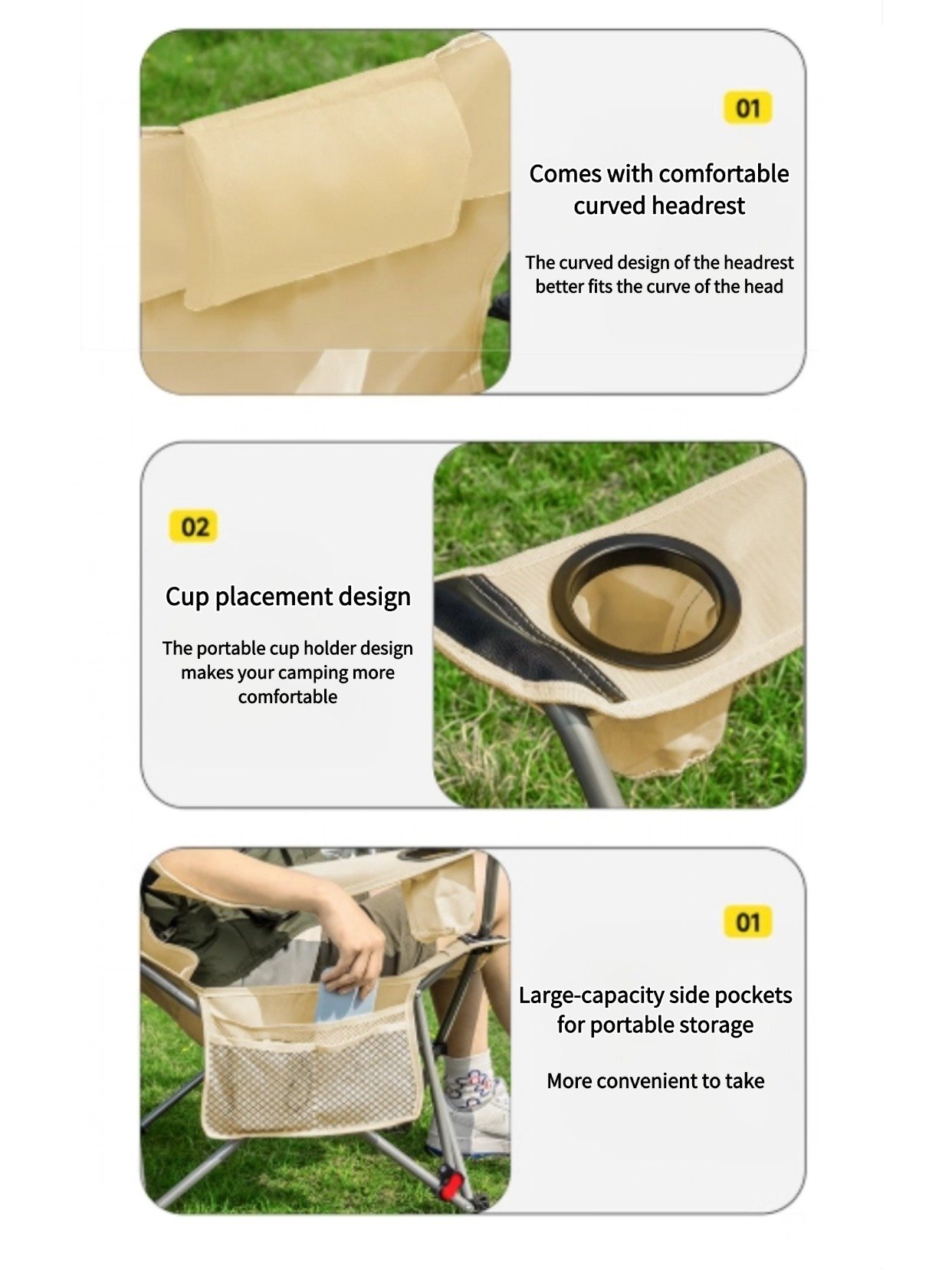 Kaelo 4-Position Outdoor Portable Folding Recliner - Image 4