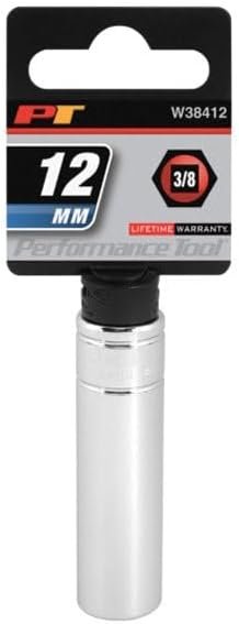 Performance Tool W38412 Deep Socket – 12mm 6-Point Metric Socket with 3/8-Inch Drive and Chrome Finish Construction - Image 2