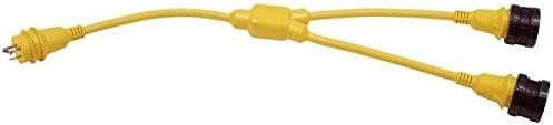 Marinco 157AY Y Shore Power Adapter – Dual 30A 125V Locking Female Connectors to Single 30A Locking Male Plug