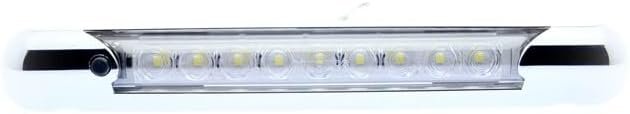 Optronics ILL70CCSBA 11-Inch LED Interior Light Strip – 12V Clear Lens Utility Light with Built-In On/Off Switch and Chrome Base