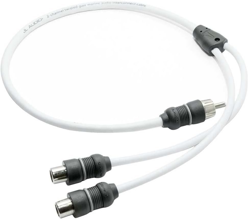 JL Audio XMD-WHTAICY-1M2F Marine RCA Y-Adapter – 1 Male to 2 Female Audio Splitter with Corrosion-Resistant Connectors