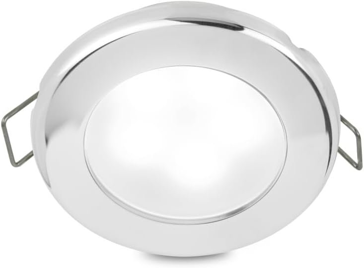 HELLA Lights 958000000 Warm White Spring Mount LED Lamp – Polished Finish – Marine Courtesy Lighting
