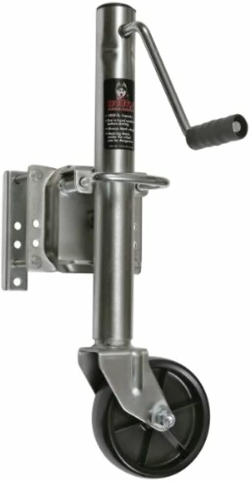 Husky Towing 30655 Swivel Sidewind Trailer Jack – 1,000 lb Capacity – Zinc-Plated Steel with 10 in Lift and Wheel - Image 2