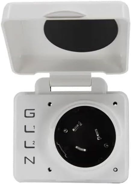 Hughes Autoformers SV50APIW SafeView Smart RV Power Inlet – White 50 Amp Twist-Lock Inlet with Halo Status Light & Fault Detection