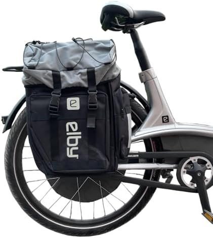 Elby Bikes E08156 Pannier Bag – Black Commuter Bicycle Cargo Bag with Putty Logo for Rear Rack Mounting - Image 2