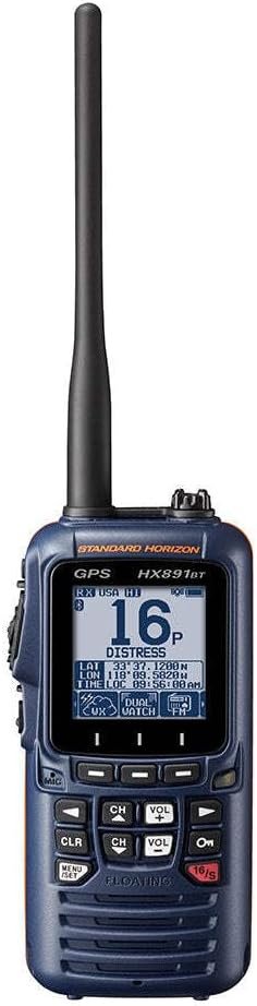 Standard Horizon HX891BTNB Floating Handheld VHF Radio – Navy Blue, GPS, Bluetooth, DSC and 6-Watt Marine Transceiver