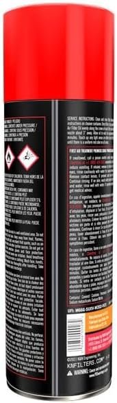 K&N 99-0504 Air Filter Oil Aerosol – 6.5 oz Red Recharger Oil for Cotton Gauze Air Filters