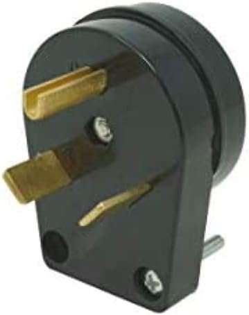 Southwire 65040201 RV 30 Amp Replacement Plug – TT-30P Male Connector, 125V 3750W Rating, Durable Black Molded Housing