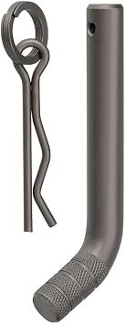 Reese 7092100 Tactical Trailer Hitch Pin & Clip – 5/8in Steel Pin with Pewter Finish for 2in and 2-1/2in Receivers