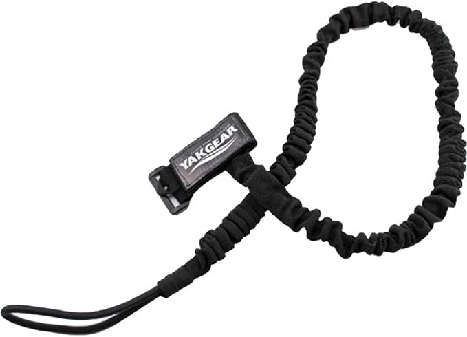 YakGear BPL36BH Baja Paddle Leash – 36 in Coiled Kayak Paddle Leash with Snap Hook Attachment, Black