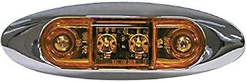 Peterson V168XA LED Clearance Light Kit – Amber Oval Lens, Surface Mount, 9-16V Operation with Chrome Bezel - Image 2