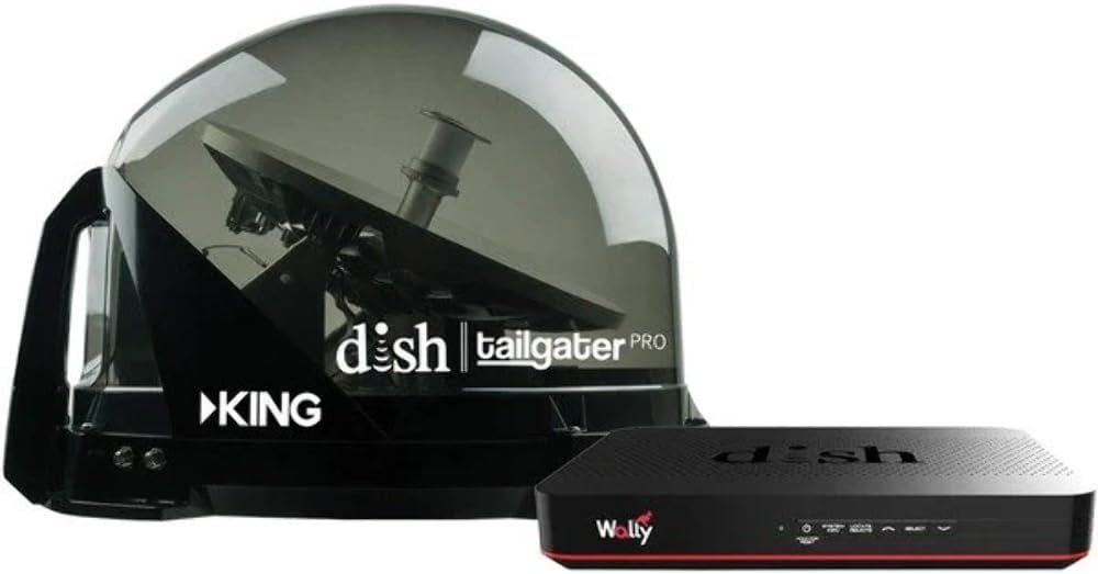 KING DTP4950 Tailgater Pro Premium Satellite Bundle – Dual Output HD Antenna, Wally Receiver Included, Clear Cover