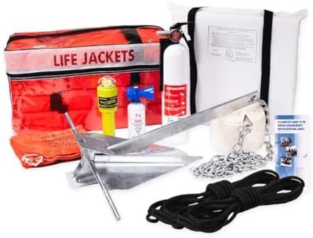 KJM 42101 Boat Safety Kit – USCG Approved Package for 20 to 25 ft Boats with Anchor, Life Vests and Fire Extinguisher - Image 2