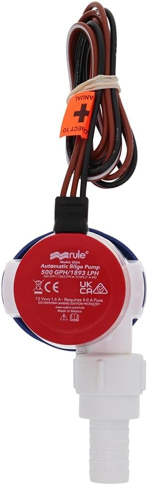 Rule 25SA Automatic Bilge Pump – 500 GPH 12V Marine Pump with Integrated Float Switch and Compact Design - Image 3