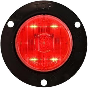 Optronics MCL52RB LED Marker Clearance Light – 2-15/16in Round Red Lens, Waterproof PC-Rated Flange Mount with 5 LEDs