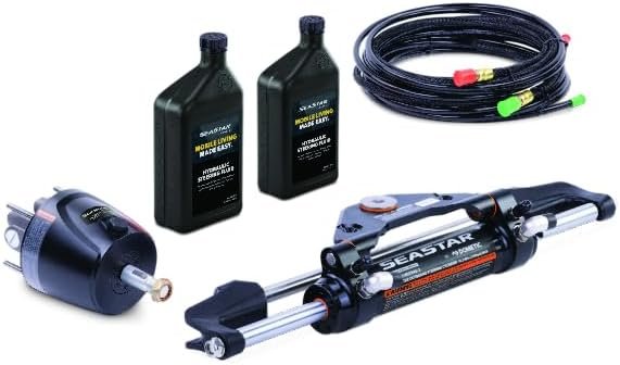 SeaStar HK6324A3 Hydraulic Steering Kit – Front Mount Cylinder with 24ft Hydraulic Hose Package