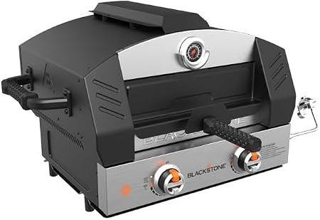 Blackstone 6964 Pizza Oven with Dual Burners – Portable 15 in Propane Pizza Oven for 22 in Griddle Base