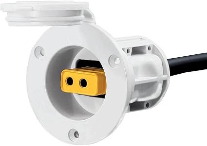 Cannon 1903013 Flush Mount Power Port – White Marine Downrigger Power Connection with Sealed Design