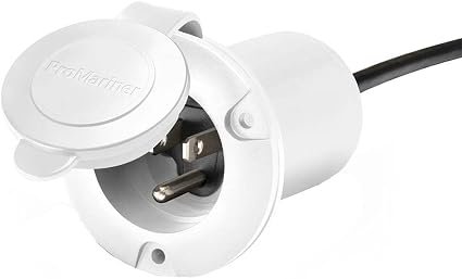 ProMariner 51310 Universal AC Plug Holder – White Marine Shore Power Plug Storage Mount