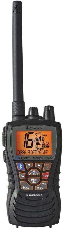 Cobra HH500FLTBT Floating Handheld VHF Radio – 6-Watt Marine Radio with Bluetooth and Rewind-Say-Again Technology