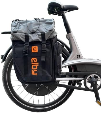 Elby Bikes E08152 Pannier Bag – Black Rear Cargo Bag with Orange Logo for Commuting and Utility Cycling - Image 2