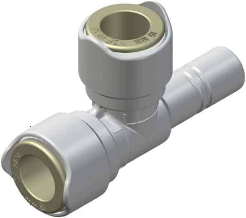 Whale WX1521B 15mm Stem Tee – Push-Fit Plumbing Tee Connector for Marine and RV Water Systems
