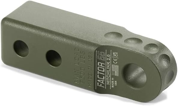 Factor 55 2014 HitchLink 2.0 Recovery Point – OD Green CNC Aluminum, 9,500 lb Rating, Fits 2 in Receivers