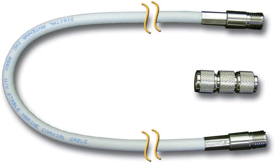 Digital Antenna C118-20 RG-8X Extension Coax Cable – 20ft Marine Coax with Mini-UHF Female Connectors
