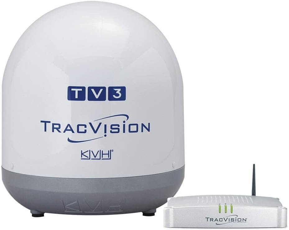 KVH Industries 1036807 TracVision TV3 with IP-TV Hub – North America Marine Satellite Television System