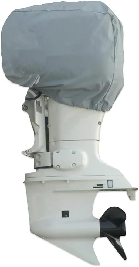 Carver 70001S11 Universal Outboard Motor Cover – Fits 10-35 HP Engines with Sun-Dura Polyester and Mist Gray Finish