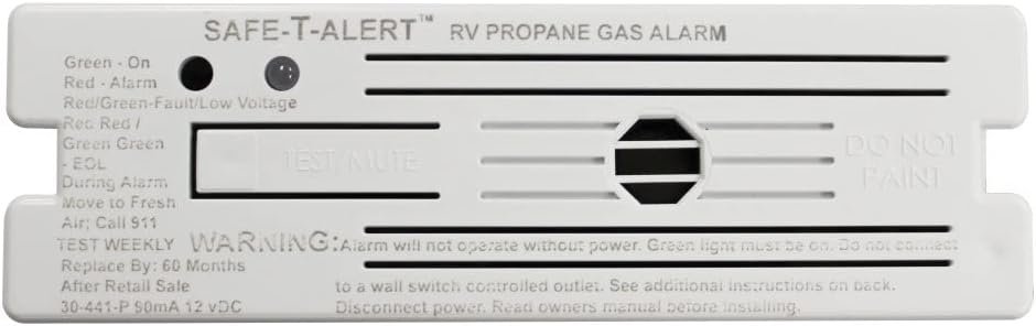 MTI Industries 30441WT 12V Propane Detector – Surface Mount LP Gas Alarm with White Housing and Audible Alert