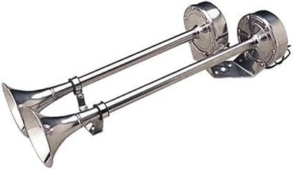 Sea-Dog 4315201 Max Blast Stainless Trumpet Horn – Single Trumpet Marine Air Horn with Polished Stainless Finish