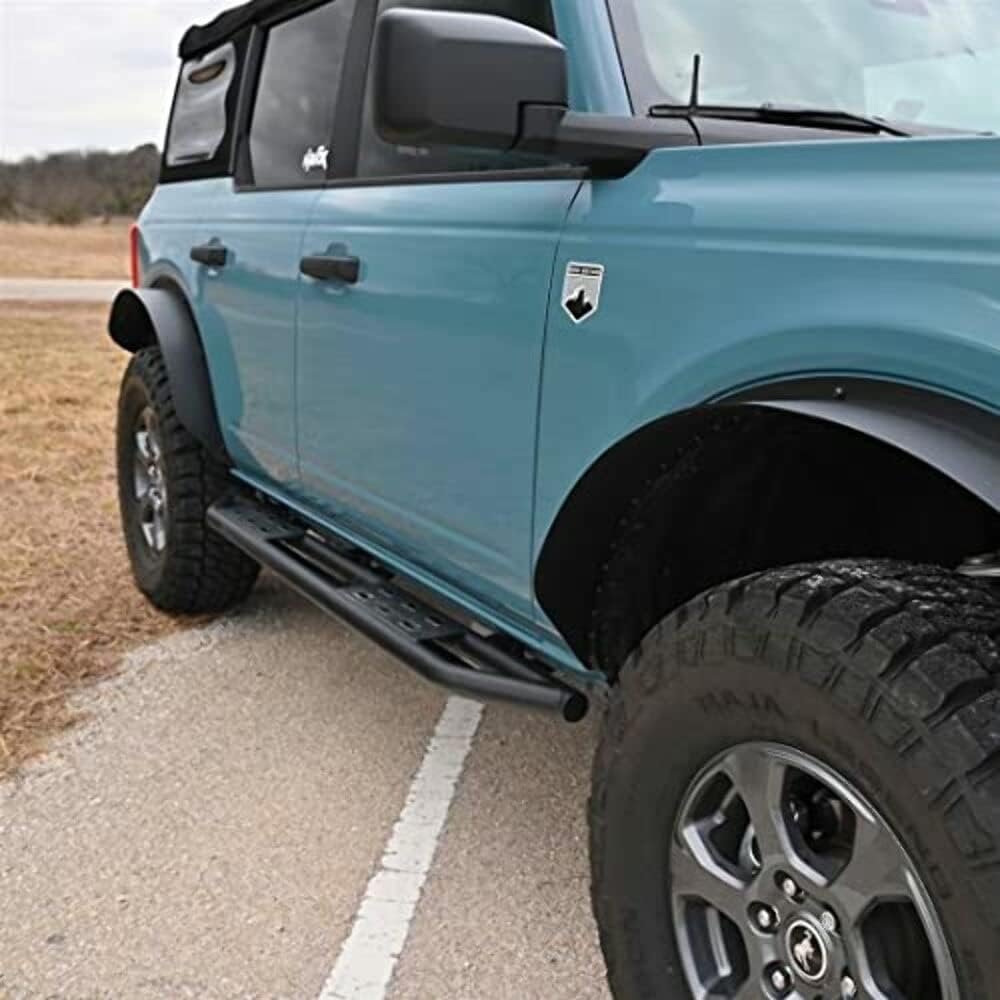 TrailFX BR011T Bronco 4-Door Rocker Protection Step – Matte Black Powder-Coated Steel – Set of 2 with Welded Step Plates - Image 2