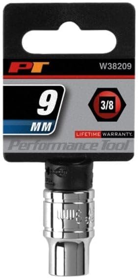 Performance Tool W38209 9mm Socket – 3/8in Drive 6-Point Chrome Vanadium Steel Socket with Shallow Profile - Image 2
