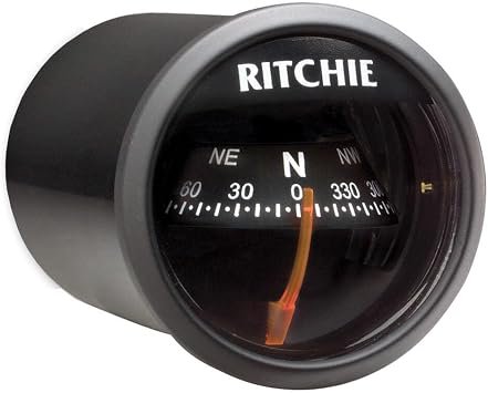 Ritchie Navigation X23BB Sport Dash Mount Compass – Black Housing with Black Dial, 2in Direct-Reading Marine Compass