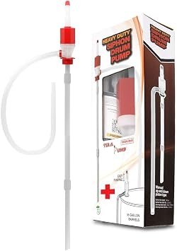 Tera Pump 20097 TRDRUM40 Plastic Drum Pump – Manual Rotary Drum Pump for 15 to 55 Gallon Liquid Containers