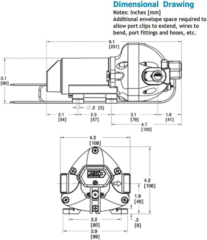 Jabsco 31395-0092 Par-Max 3 Freshwater Pressure Pump – 12V DC 3 GPM 40 PSI – Three-Chamber Self-Priming Design - Image 4