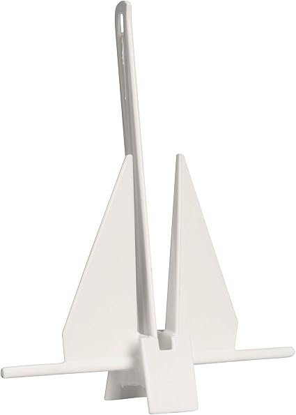 Greenfield 66911W Fluke Slip Ring Anchor – 11 lb White Vinyl-Coated Steel Anchor for Freshwater Boats and PWCs