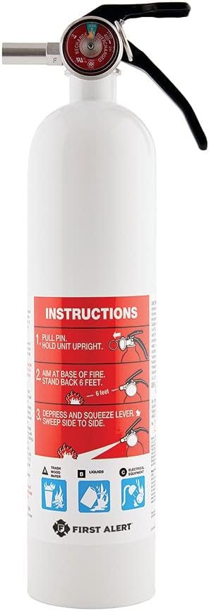 BRK Electronics FE1A10GOWA Fire Extinguisher – 1-A:10-B:C 2.5 lb White Metal Head Residential Unit