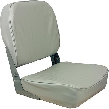 Springfield 1040623 Economy Folding Boat Seat – Gray Low-Back Design, 19in H x 16in W with 5in x 5in Universal Mount