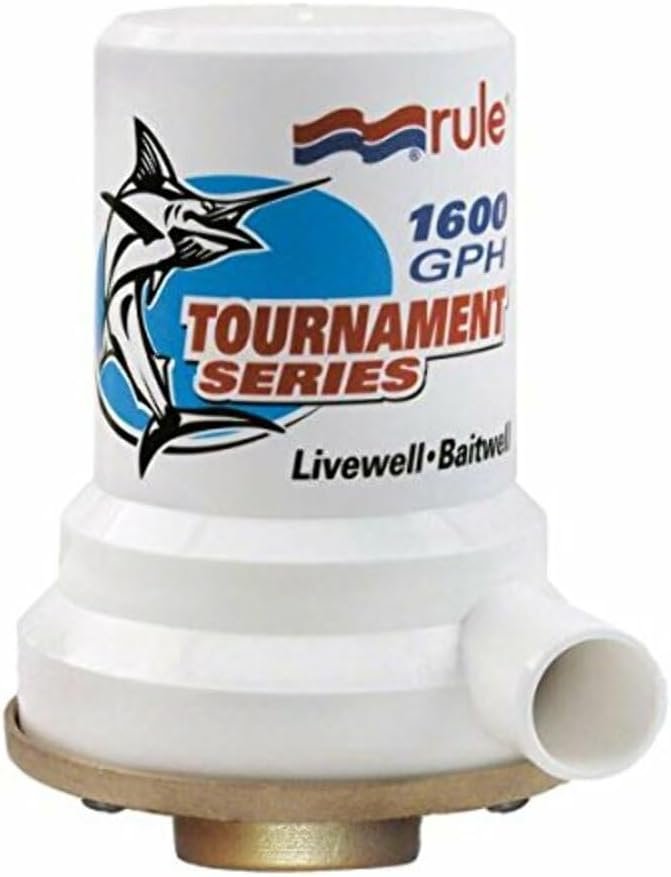 Rule 209B 1600 GPH Bilge Pump – 12V Marine Pump with Lightweight Bronze Base Construction