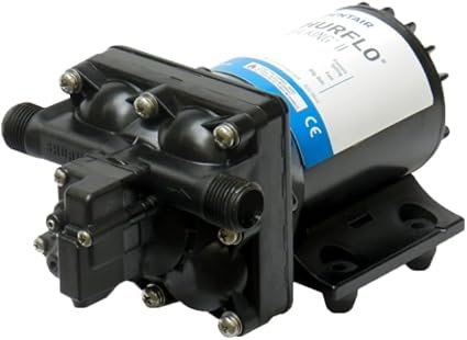 SHURFLO 4148 Series Water Pump – 12V DC, 3.0 GPM, 55 PSI Demand Pump with Installation Fittings Included