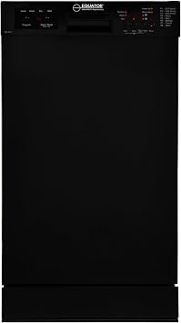 Pinnacle BB1840 18-Inch Built-In Dishwasher – 10 Place Settings, 8 Wash Cycles, Black Finish, Sanitize Function