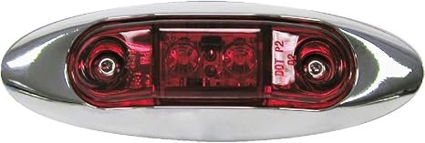 Peterson V168XR LED Clearance Light Kit – Red Oval Lens, Surface Mount, 9-16V Operation with Chrome Bezel