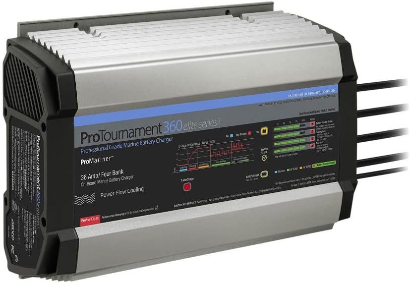 ProMariner ProTournament Elite Gen 3 360 Quad 53364 Marine Battery Charger – 4 Bank, 36A Output, Digital Charging
