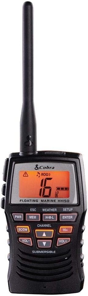 Cobra MRHH150FLT Floating Marine VHF Radio – Waterproof Handheld with NOAA Weather Alerts and Floating Design