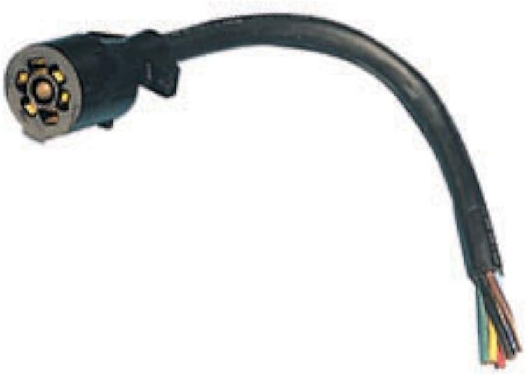 Bargman 5067003 7-Way Trailer Connector Cable – 8 ft Lead, Molded Weather-Resistant Plug, Self-Cleaning Contacts