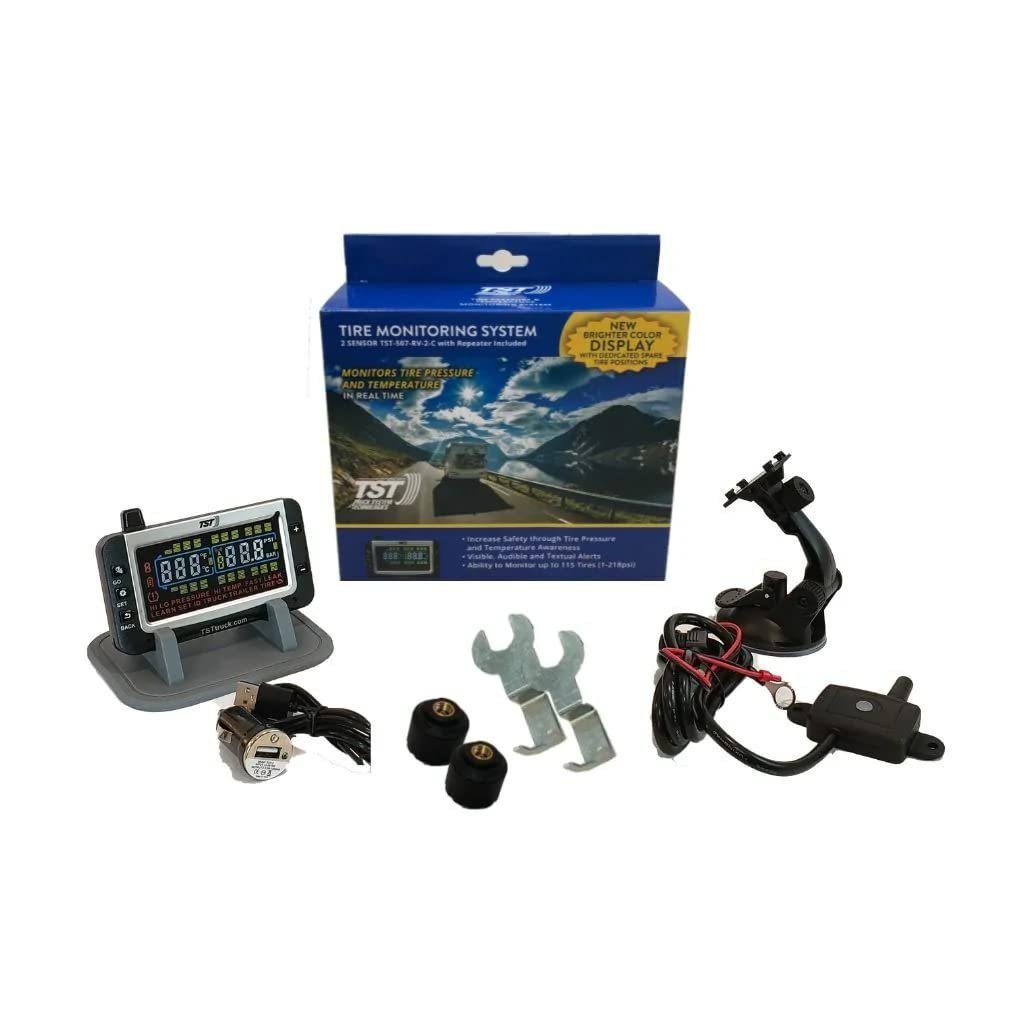 Truck System Technologies TST507RV2C 507 Series TPMS System – 2 Cap Sensors, 3.5in Color Display, Repeater Included for RVs and Trailers - Image 2